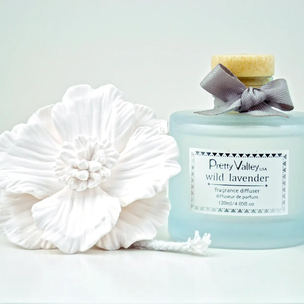 Marigold Ceramic Flower Diffuser Gift Set - Lavender