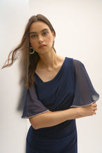 Load image into Gallery viewer, Silky Knit and Chiffon Sheath Dress