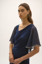 Load image into Gallery viewer, Silky Knit and Chiffon Sheath Dress