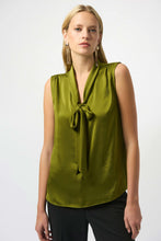 Load image into Gallery viewer, Recycled Satin Tie Neck Top