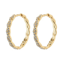 Load image into Gallery viewer, Ezo Twirled Crystal Hoops - Gold