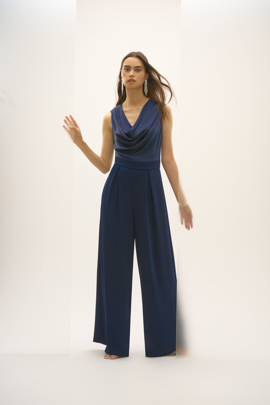 Satin and Crepe Wide Leg Jumpsuit