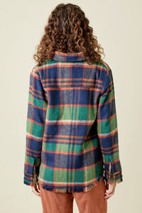 Fringe Detail Plaid Jacket