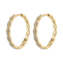 Load image into Gallery viewer, Ezo Twirled Crystal Hoops - Gold
