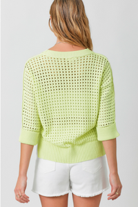 Lime Eyelet Sweater