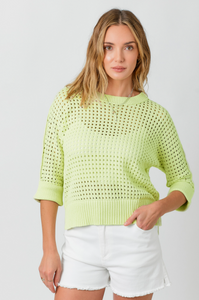 Lime Eyelet Sweater