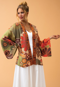 Sage Kaleidoscope Floral Kimono Jacket