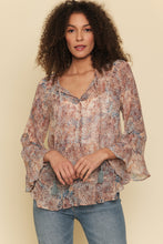 Load image into Gallery viewer, Printed Flowy Blouse - Blue/Orange
