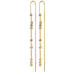 Kamari Crystal Chain Earrings - Gold