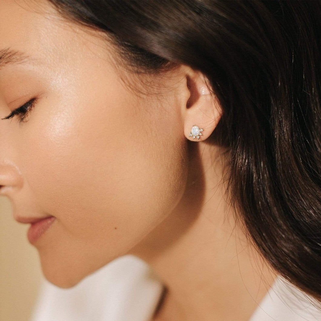 Juno Stud Earrings - Gold/Opal