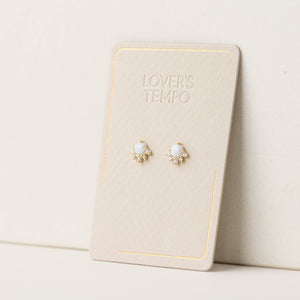Juno Stud Earrings - Gold/Opal